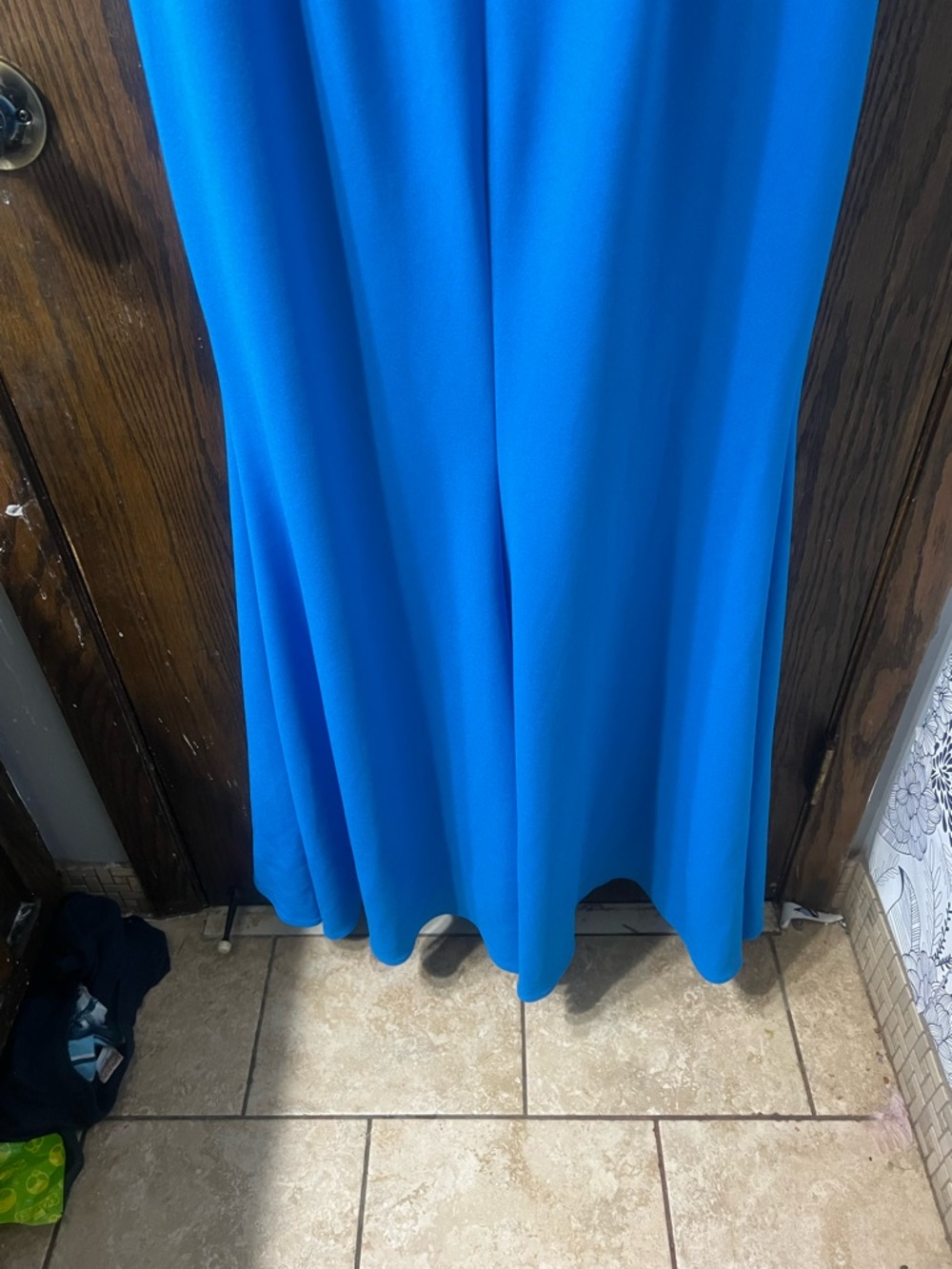 NWT Escape Ruffled One-Shoulder Blue Prom/Formal Dress - Picture 4 of 7